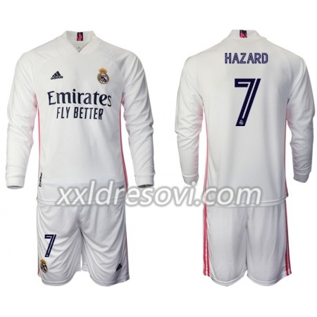 Real Madrid Eden Hazard 7 Domaći Dječji Komplet Dresovi za Nogomet 2020-2021 Dugim Rukavima (+ kratke hlače)